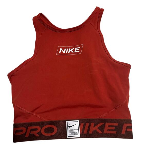 Nike Pro Dri-Fit Crop Tank Top Women's Size Small Red Athleisure Workout Running - Picture 1 of 5
